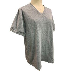 1XL New Womens Unbranded Gray Heathered Tshirt V-Neck Short Sleeve